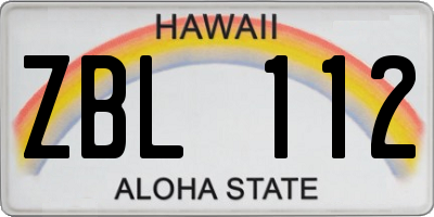 HI license plate ZBL112