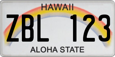 HI license plate ZBL123