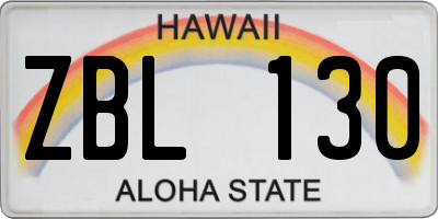 HI license plate ZBL130