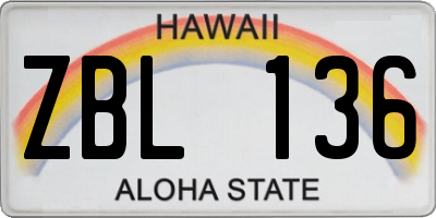 HI license plate ZBL136