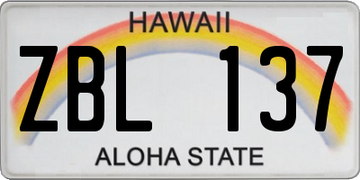 HI license plate ZBL137