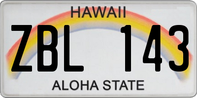 HI license plate ZBL143