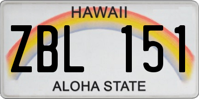 HI license plate ZBL151