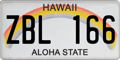 HI license plate ZBL166