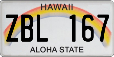 HI license plate ZBL167