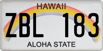HI license plate ZBL183