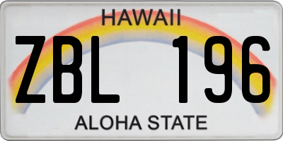 HI license plate ZBL196