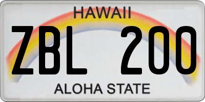 HI license plate ZBL200