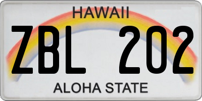 HI license plate ZBL202