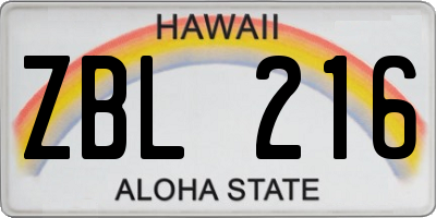 HI license plate ZBL216