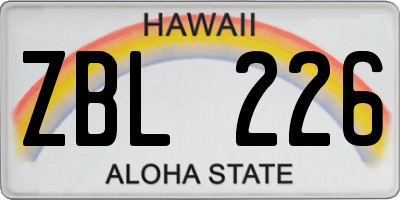 HI license plate ZBL226