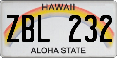 HI license plate ZBL232