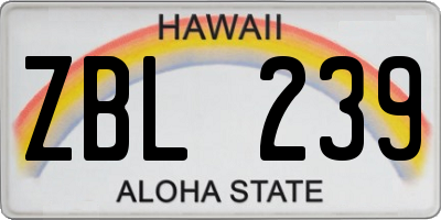 HI license plate ZBL239