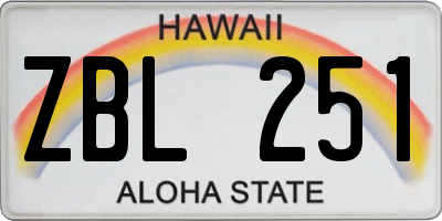 HI license plate ZBL251