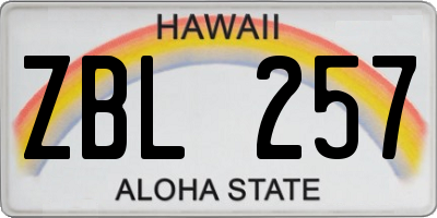 HI license plate ZBL257