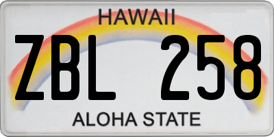 HI license plate ZBL258