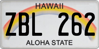 HI license plate ZBL262