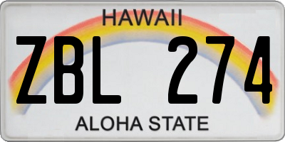 HI license plate ZBL274