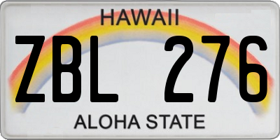 HI license plate ZBL276