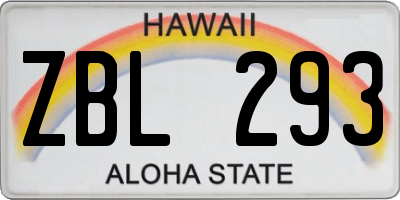 HI license plate ZBL293