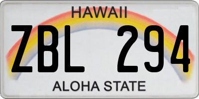 HI license plate ZBL294