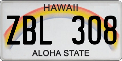 HI license plate ZBL308