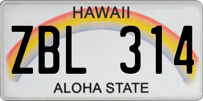 HI license plate ZBL314