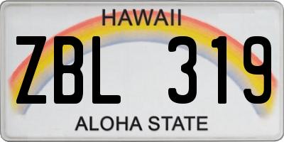 HI license plate ZBL319