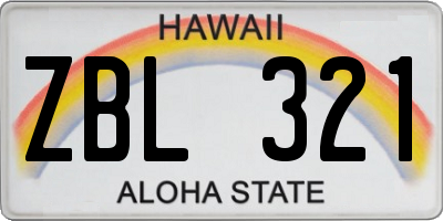 HI license plate ZBL321