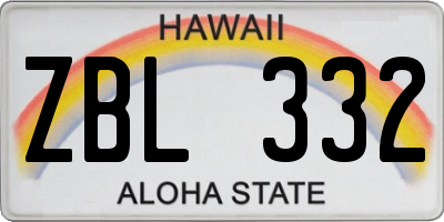 HI license plate ZBL332