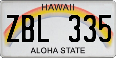 HI license plate ZBL335