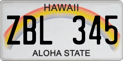 HI license plate ZBL345