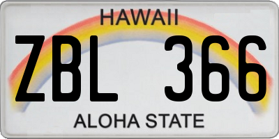 HI license plate ZBL366