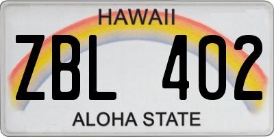 HI license plate ZBL402