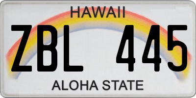 HI license plate ZBL445
