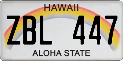 HI license plate ZBL447