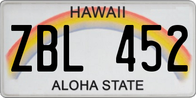 HI license plate ZBL452