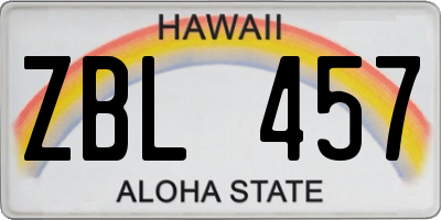 HI license plate ZBL457