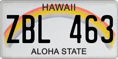 HI license plate ZBL463
