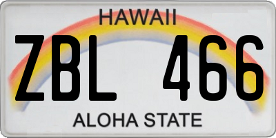 HI license plate ZBL466