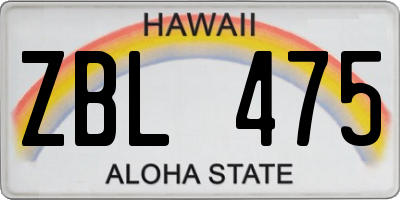 HI license plate ZBL475
