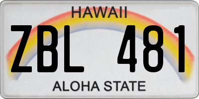 HI license plate ZBL481
