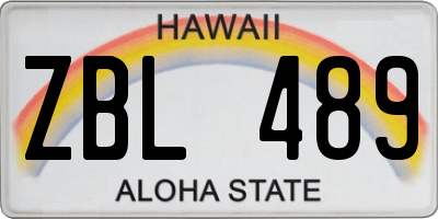HI license plate ZBL489