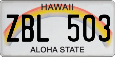 HI license plate ZBL503