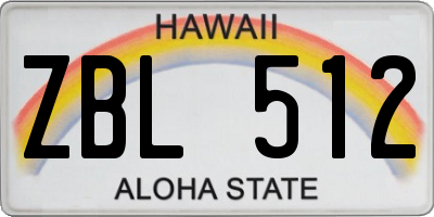 HI license plate ZBL512
