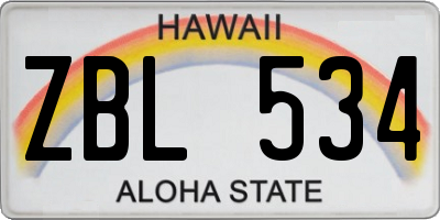 HI license plate ZBL534