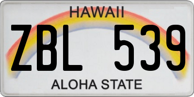 HI license plate ZBL539