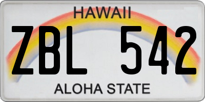 HI license plate ZBL542