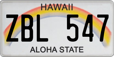 HI license plate ZBL547