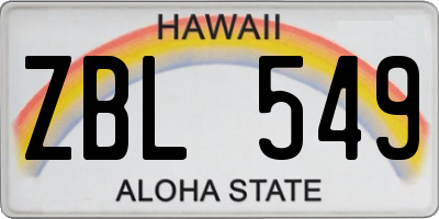 HI license plate ZBL549